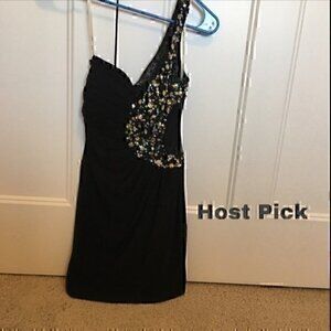 Black sparkly one shoulder evening dress
